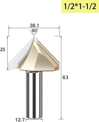 6.35mm 12.7mm Shank 90 Degrees V-type Woodworking Milling Cutter Carbide CNC Router Bit V Groove For Wood MDF Cutting Slotting Engraving(V00120) in Saudi Arabia