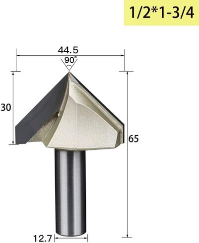 6.35mm 12.7mm Shank 90 Degrees V-type Woodworking Milling Cutter Carbide CNC Router Bit V Groove For Wood MDF Cutting Slotting Engraving(V00120) in Saudi Arabia