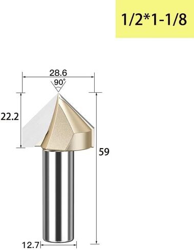6.35mm 12.7mm Shank 90 Degrees V-type Woodworking Milling Cutter Carbide CNC Router Bit V Groove For Wood MDF Cutting Slotting Engraving(V00120) in Saudi Arabia