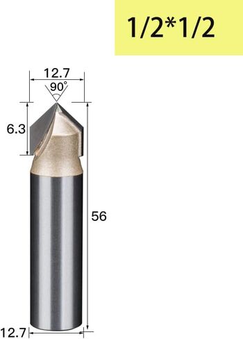 6.35mm 12.7mm Shank 90 Degrees V-type Woodworking Milling Cutter Carbide CNC Router Bit V Groove For Wood MDF Cutting Slotting Engraving(V00120) in Saudi Arabia
