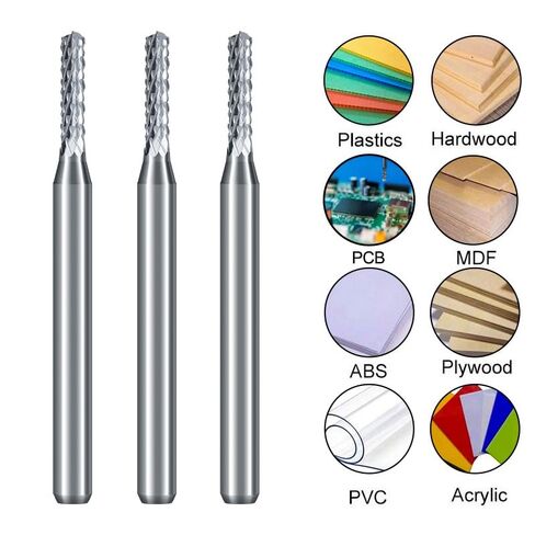 10pcs 3.175mm مقطوعة طحن ثنائي الفينيل متعدد الكلور قاطع 2.0/2.1/2.3/2.4/2.5 ملم بتات البت التنغستن كربيد مصغرة CNC مطحنة بتة بت (10pcs 2.5mm) in Kuwait