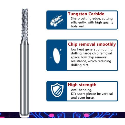 10pcs 3.175mm مقطوعة طحن ثنائي الفينيل متعدد الكلور قاطع 2.0/2.1/2.3/2.4/2.5 ملم بتات البت التنغستن كربيد مصغرة CNC مطحنة بتة بت (10pcs 2.5mm) in Kuwait