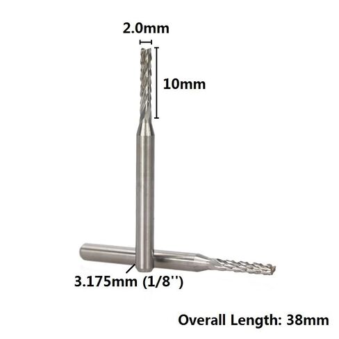 10pcs 3.175mm مقطوعة طحن ثنائي الفينيل متعدد الكلور قاطع 2.0/2.1/2.3/2.4/2.5 ملم بتات البت التنغستن كربيد مصغرة CNC مطحنة بتة بت (10pcs 2.5mm) in Kuwait
