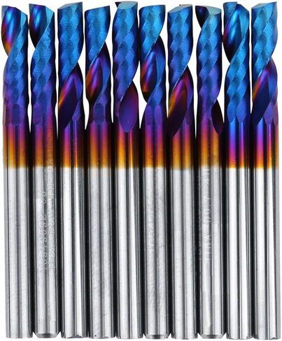 EVTSCAN Latest 10PCs Milling Cutter 3.175mm Blue Nano Coating Shank Single Blade Spiral Engraving Tools Carbide for Mold Plastic Fiber in Saudi Arabia