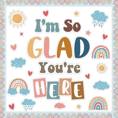 Classroom Bulletin Board Decorations Welcome Back to School Bulletin Board Set I'm So Glad You're Here Motivational Classroom Decorations Colorful Cutouts for Teacher Kindergarten Preschool Wall Decor in Saudi Arabia