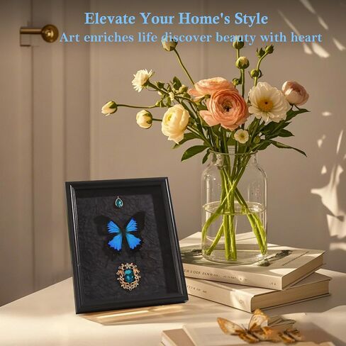 Butterfly Proodfly مؤطرة التحنيط ، 9x11 بوصة زبدة ذبابة عينة لفئة العلوم ، ديكور المنزل جدار الفن ، هدية مثالية لابنة زوجة وصديقة أنثى (أسود وأزرق فينيكس الفراشة) in Saudi Arabia