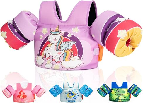 Toddler Puddle Floaties Jumper for 20 30-50 Pounds, Kids Swim Vest Jacket with Adjustable Strap, Beach Sea Pool Toddler Swimming Floaties Jacket for Kids Age 2 3-5 6 7 Years Old in Kuwait