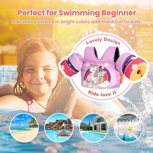 Toddler Puddle Floaties Jumper for 20 30-50 Pounds, Kids Swim Vest Jacket with Adjustable Strap, Beach Sea Pool Toddler Swimming Floaties Jacket for Kids Age 2 3-5 6 7 Years Old in Kuwait