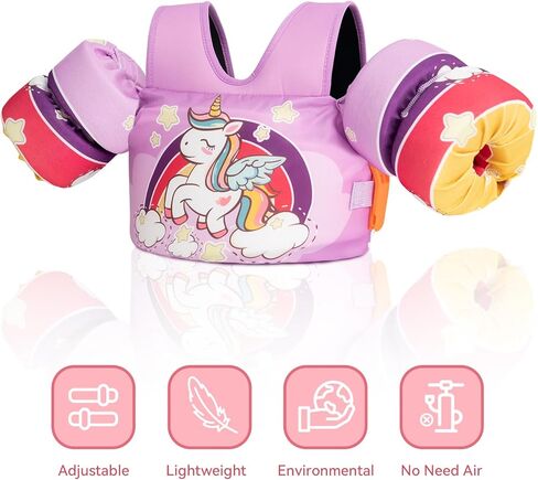 Toddler Puddle Floaties Jumper for 20 30-50 Pounds, Kids Swim Vest Jacket with Adjustable Strap, Beach Sea Pool Toddler Swimming Floaties Jacket for Kids Age 2 3-5 6 7 Years Old in Kuwait