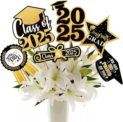 Nialnant 30 PCS فئة زخارف حفل التخرج من 2025 ، 2025 القطع المركزية للتخرج للجداول ، زخارف حفلات الدراسات العليا 2025 ، 2025 لوازم حفلات التخرج ، عصي الديكور الجدول للحزب in Kuwait