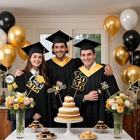 Nialnant 30 PCS فئة زخارف حفل التخرج من 2025 ، 2025 القطع المركزية للتخرج للجداول ، زخارف حفلات الدراسات العليا 2025 ، 2025 لوازم حفلات التخرج ، عصي الديكور الجدول للحزب in Kuwait