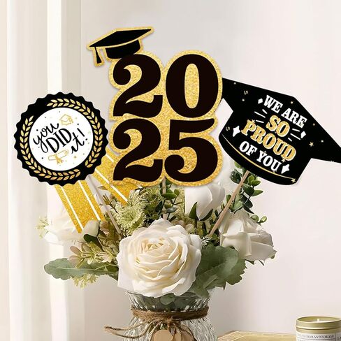 Nialnant 30 PCS فئة زخارف حفل التخرج من 2025 ، 2025 القطع المركزية للتخرج للجداول ، زخارف حفلات الدراسات العليا 2025 ، 2025 لوازم حفلات التخرج ، عصي الديكور الجدول للحزب in Kuwait