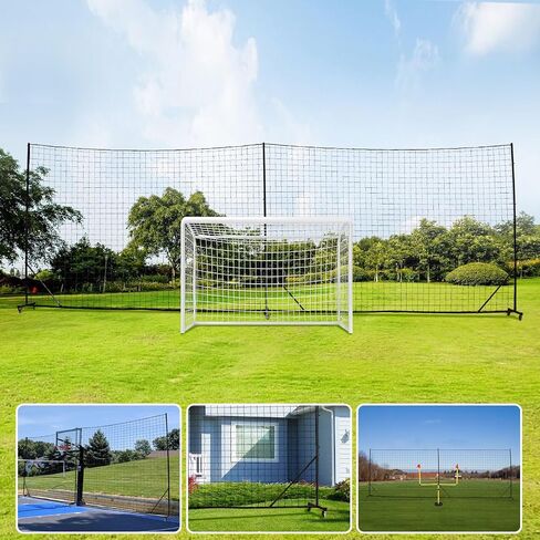 Ball Stop Net System with Wheels Movable Socketed Ball Stop Net Sports Netting Backyard 10FT to 12FT High Backstop Net for Barrier with Post from 10FT to 30FT Wide in Kuwait
