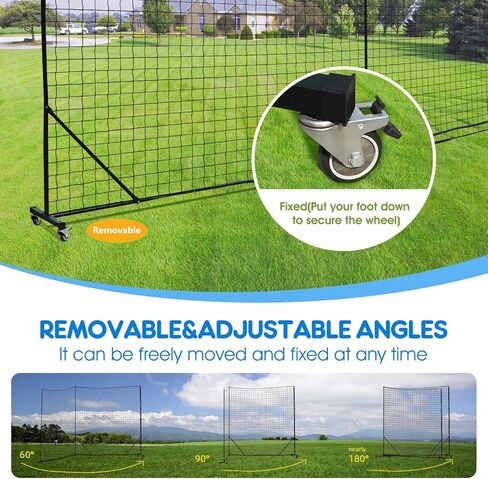 Ball Stop Net System with Wheels Movable Socketed Ball Stop Net Sports Netting Backyard 10FT to 12FT High Backstop Net for Barrier with Post from 10FT to 30FT Wide in Kuwait