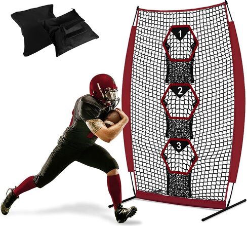 Football Throwing Target Net - Quarterback Training with 3 Pockets Heavy-Duty Fiberglass Poles & Polyester Portable Accuracy Practice for Backyard/Team Drills Youth Players in Kuwait