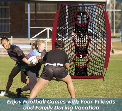 Football Throwing Target Net - Quarterback Training with 3 Pockets Heavy-Duty Fiberglass Poles & Polyester Portable Accuracy Practice for Backyard/Team Drills Youth Players in Kuwait
