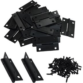 Hordion 24 Pack Folding Butt Butting ، 1-1/2 "بوابة خزانة خزانة الباب مفصلات الأثاث الأسود مع مسامير التثبيت لمشاريع المنزل in Kuwait