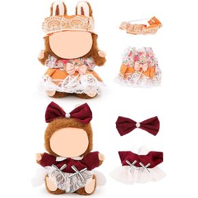(2 Set) Doll Clothes for Labubu(for 17/15cm Standing/Sitting Doll)(NO Doll) - Accessories Clothes Dress up for Dolls Outfit Included Figures Clothing and Hat for Girl Woman (LB14+LB15) in Saudi Arabia