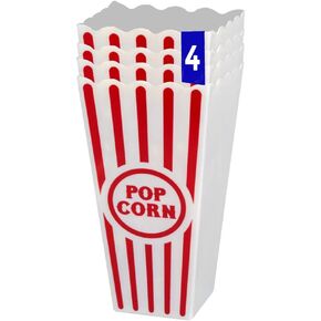Movie Night Popcorn Containers for Theater, Cinema, and Home Use - Red and White Striped Durable Reusable Plastic Buckets for Snacks and Popcorn (5 Pack Mix) in Kuwait