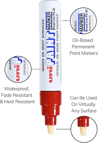 Uni-Ball Uni Paint PX-30 Oil-Based Paint Markers, Broad Line (8mm), Black, 2 Count in Saudi Arabia