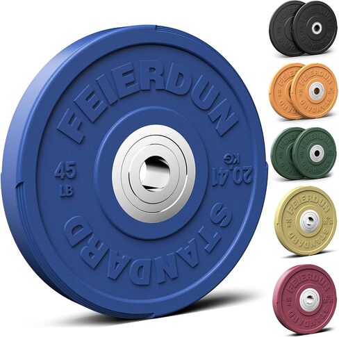 FEIERDUN 2" Color Olympic Bumper Plate Weight Plate for Strength Training - 100% Virgin Rubber in Kuwait