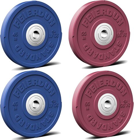 FEIERDUN 2" Color Olympic Bumper Plate Weight Plate for Strength Training - 100% Virgin Rubber in Kuwait