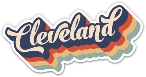 Squiddy Cleveland Ohio ذات الطبقات الرجعية - ملصق فينيل للهاتف ، الكمبيوتر المحمول ، زجاجة ماء (عريض 3 ") in Saudi Arabia