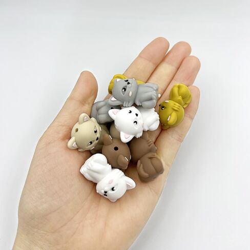 10pcs Owl Bocal Beads for Ambens 3D Animal Bead Silicone حبات لسلسلة المفاتيح صنع حرفة مصنوعة يدويًا. in Saudi Arabia