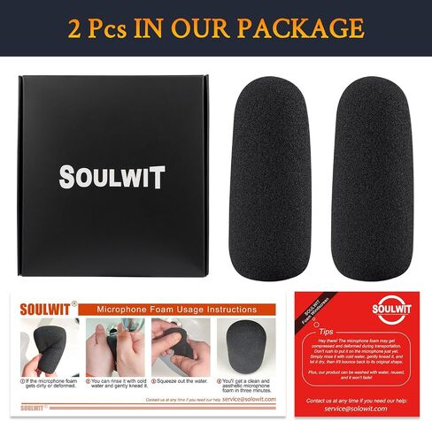 SOULWIT 2Pcs Microphones Pop Filter for Rode VideoMic NTG, Protective Mic Cover Windscreen Foam - Black in Saudi Arabia