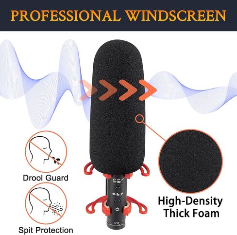 SOULWIT 2Pcs Microphones Pop Filter for Rode VideoMic NTG, Protective Mic Cover Windscreen Foam - Black in Saudi Arabia