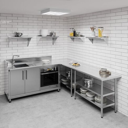 AmGood 10" X 24" Stainless Steel Wall Shelf | Metal Shelving | Garage, Laundry, Storage, Utility Room | Restaurant, Commercial Kitchen | NSF in Kuwait
