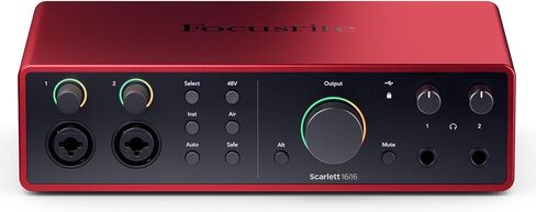 حزمة AudioSavings: حزمة واجهة الصوت Focusrite Scarlett 16I16 4G 4G Gen 24-Bit 192 KHz مع سماعات Rockville Pro-M50 SR STR+كابل ملفات قابلة للفصل+CASE+لوحة أذن إضافية (عنصران) in Saudi Arabia