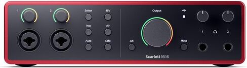 حزمة AudioSavings: حزمة واجهة الصوت Focusrite Scarlett 16I16 4G 4G Gen 24-Bit 192 KHz مع سماعات Rockville Pro-M50 SR STR+كابل ملفات قابلة للفصل+CASE+لوحة أذن إضافية (عنصران) in Saudi Arabia