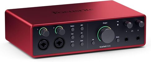 Audiosavings Bundle: Focusrite SCARLETT 16I16 4G 4th Gen 24-bit 192 kHz Audio Recording Interface Bundle with (2) Rockville RCM03 Pro Studio Recording Condenser Microphone+Metal Shock Mount (3 Items) in Saudi Arabia