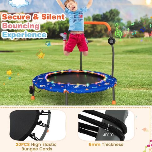 Gymax Trampoline for Kids ، 36 "Toddler Trampoline مع Mights N Music ، مكبر صوت أسنان زرقاء قابلة للإزالة ، مقبض السلامة ، Trampoline Easy Assembly Mini for Indoor/Outdoor ، هدية للبنين الفتيات in Saudi Arabia