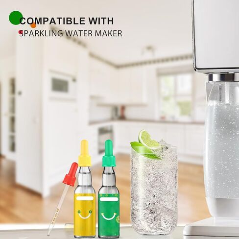 Glass Dropper Pipettes for SodaStream Bubly Drops - 6PCS 1ML Food-Safe Droppers, Leakproof Design & Precise Measurement, Colorful Pipettes for Custom Flavored Sparkling Water (Multicolor) in Kuwait