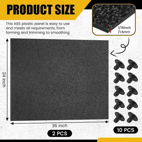 Pangda 2 Pack ABS Plastic Sheet 24 x 36 x 1/16 Rigid Thermoplastic Sheet with Screws Moldable Black Plastic Panel Black Thermoform Board for DIY Projects Home Decor Automotive Handcrafts in Saudi Arabia