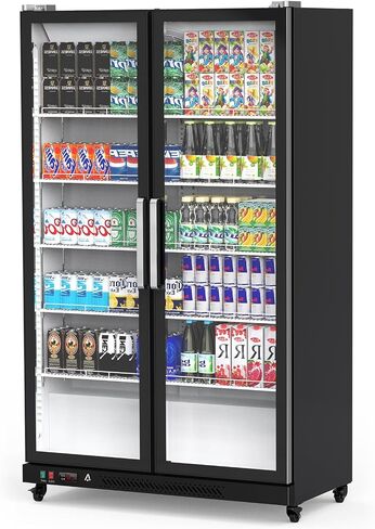 GAOMON Commercial Refrigerator, Glass Door with LED Lighting - Upright Beverage Display Cooler for Home, Store, Gym, or Office, Featuring Double Swing Doors and 39 cu.ft in Saudi Arabia