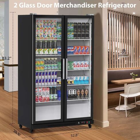 GAOMON Commercial Refrigerator, Glass Door with LED Lighting - Upright Beverage Display Cooler for Home, Store, Gym, or Office, Featuring Double Swing Doors and 39 cu.ft in Saudi Arabia