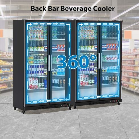 GAOMON Commercial Refrigerator, Glass Door with LED Lighting - Upright Beverage Display Cooler for Home, Store, Gym, or Office, Featuring Double Swing Doors and 39 cu.ft in Saudi Arabia