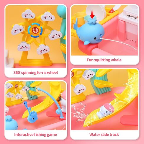 CUTE STONE Kids Pretend Play Sink with Running Water, Toddler Sink Toy with Upgraded Electric Faucet, Play Kitchen Accessories, Cooking Stove, Vegetable Garden Toys, STEM Learning Gift for Ages 3+ in Kuwait