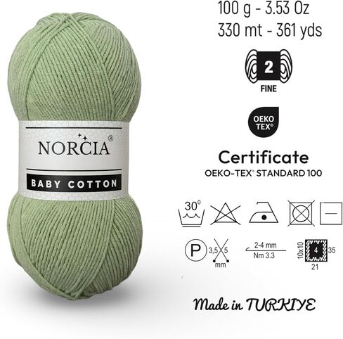 القطن الطفل ، 55 ٪ من القطن 45 ٪ الغزل الأكريليك ، غرامة/رياضة (2) للكروشيه والحياكة ، خيوط أميجورومي الناعمة ، 100 غرام (361 ياردة) in Kuwait