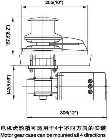 مرساة كهربائية وينش 12V 1800W ثقيلة مذيعة عالية السرعة مرساة وينش وينش مع capstan للقارب 40 قدم إلى 65 قدم C1812C in Saudi Arabia