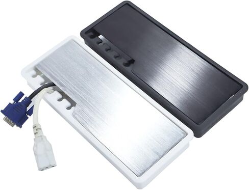 Computer Wire Cable Hole Cover Grommets， Alloy Desk Cable Grommet Rectangular Threading Box with Wire Clip Holder Table Outlet Line Hole Cover Office Furniture Hardware(Black) in Saudi Arabia