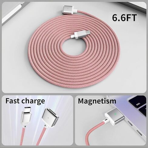 USB -C إلى Magnetic 3 Cable 140W ، كابل شحن آمن متوافق مع MacBook Pro 2021 M1 Pro & Max 14 "16" ، MacBook Air 2022 M2 ، Pro 2023 M2 Pro & Max 14 "16" - 6.6 قدم ، أسود ، أسود in Kuwait