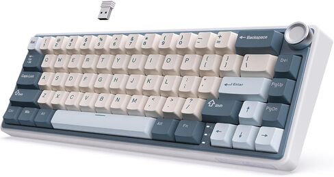 RK Royal Kludge R65 لوحة مفاتيح ميكانيكية لاسلكية مع مقبض حجم ، 60 ٪ من لوحة مفاتيح ألعاب ، Tri-Mode 2.4GHz/USB-C/BT ، MASTEL in Kuwait