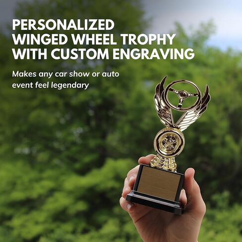 الكأس Outlet Winged Wheel Trophy - جائزة عرض السيارات المحفورة المخصصة لأفضل عرض ، اختيار People ، سيارات العضلات ، الشاحنات والمركبات القديمة - تصميم السيارات الكلاسيكي على قاعدة سوداء in Saudi Arabia