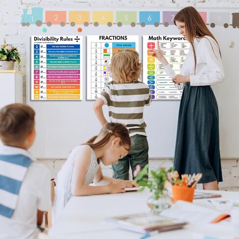 AUNMER Math Posters-Educational Math Posters for Elementary,Middle & High School, Teacher Must Haves for Classroom Decor & Bulletin Board Sets,Boho Classroom Decor (8.5x11 inch) in Saudi Arabia