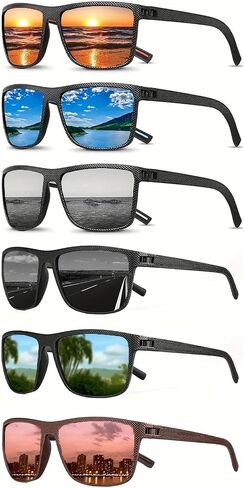 6-Pack Polarized Sunglasses for Men and Women, Lightweight TR90 Frame Sun Glasses with UV400 Protection for Driving Fishing Golf Outdoor in Saudi Arabia
