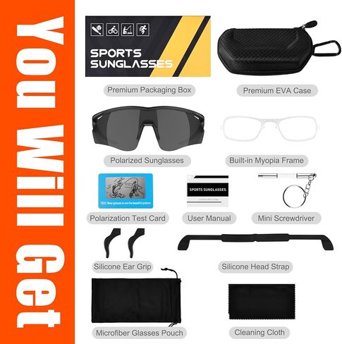 Polarized Sports Sunglasses for Men Women,Wrap Around Sun Glasses for Running Cycling Baseball Fishing Golf Hiking in Kuwait